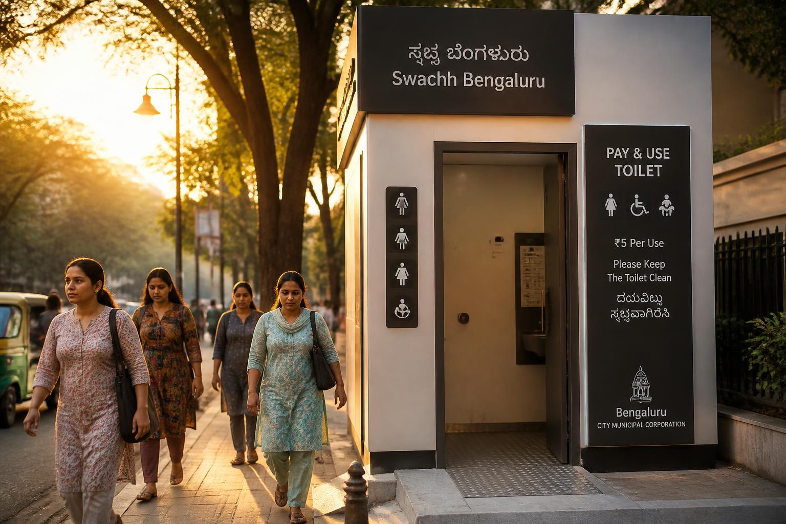 Bengaluru street with a modern Woloo Powder Room